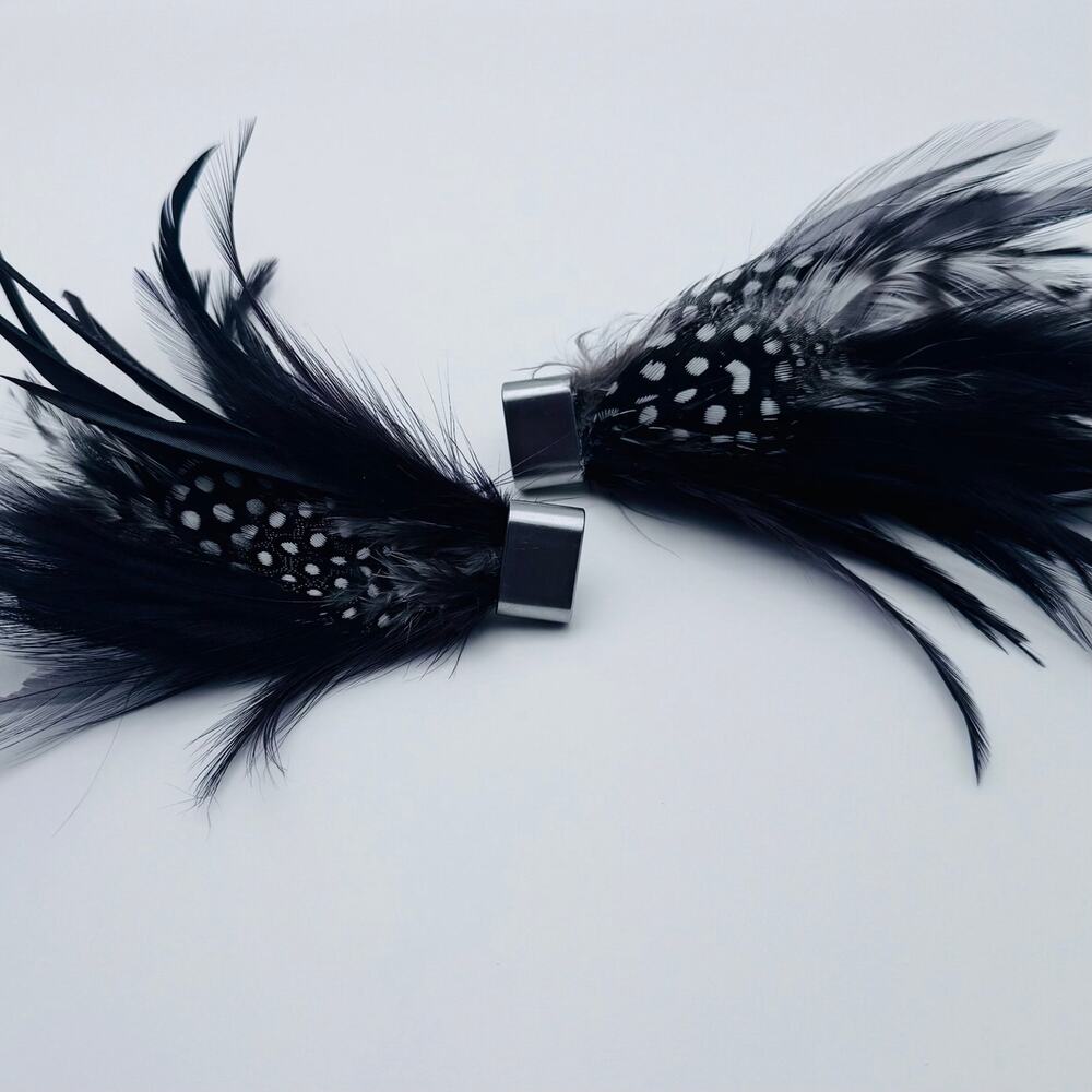 Tribal Feather Earrings Black and White Simply Natural Feathers